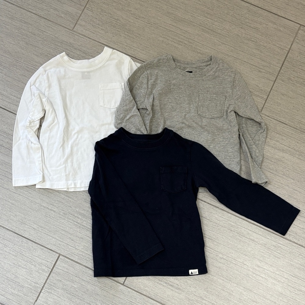 GAP Kids Long Sleeve Trio - White, Gray, and Navy
